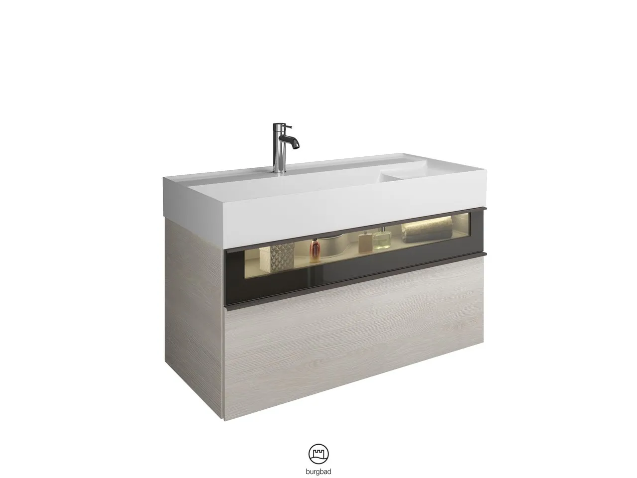 burgbad Yumo Mi-Waschtisch inkl. WTU SFMX102, Mineralguss, 470x1015x610mm, PG1 burgbad Yumo Mi-Waschtisch inkl. WTU SFMX102, Mineralguss, 470x1015x610mm, PG1