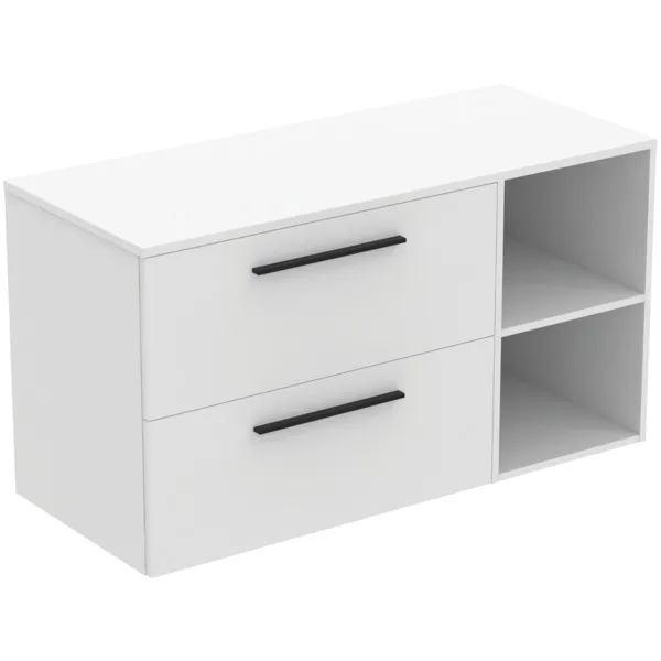 Möbel-Set 120cm i.life B 2 Auszüge 2 offene Fächer Griff Schwarz Weiß matt