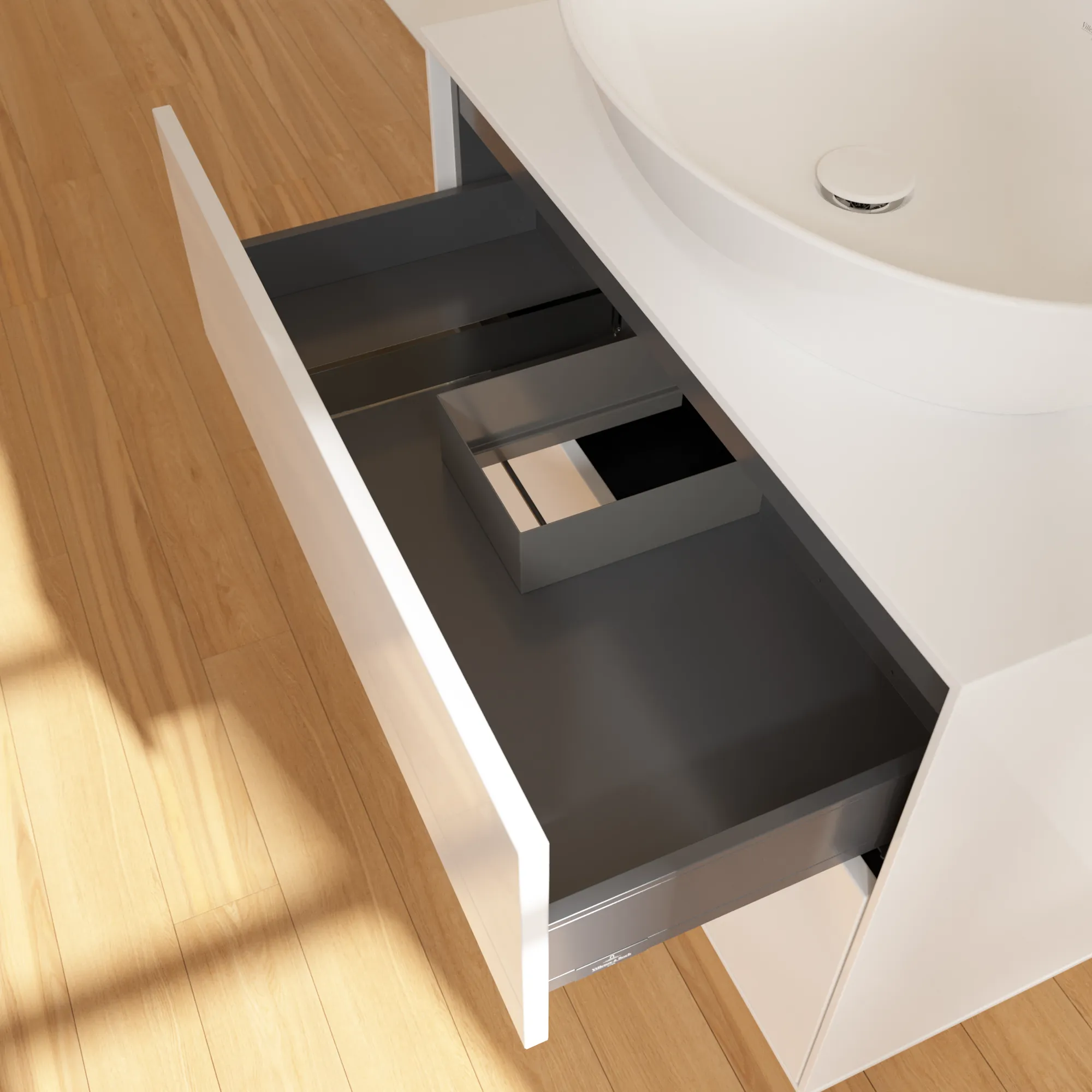 Villeroy & Boch Waschtischunterschrank „Finion“ für Schrankwaschtisch 800 × 603 × 501 mm Glossy White Lacquer, für Becken mittig, mit Hahnlochbohrung Villeroy & Boch Waschtischunterschrank „Finion“ für Schrankwaschtisch 800 × 603 × 501 mm Glossy White Lacquer, für Becken mittig, mit Hahnlochbohrung