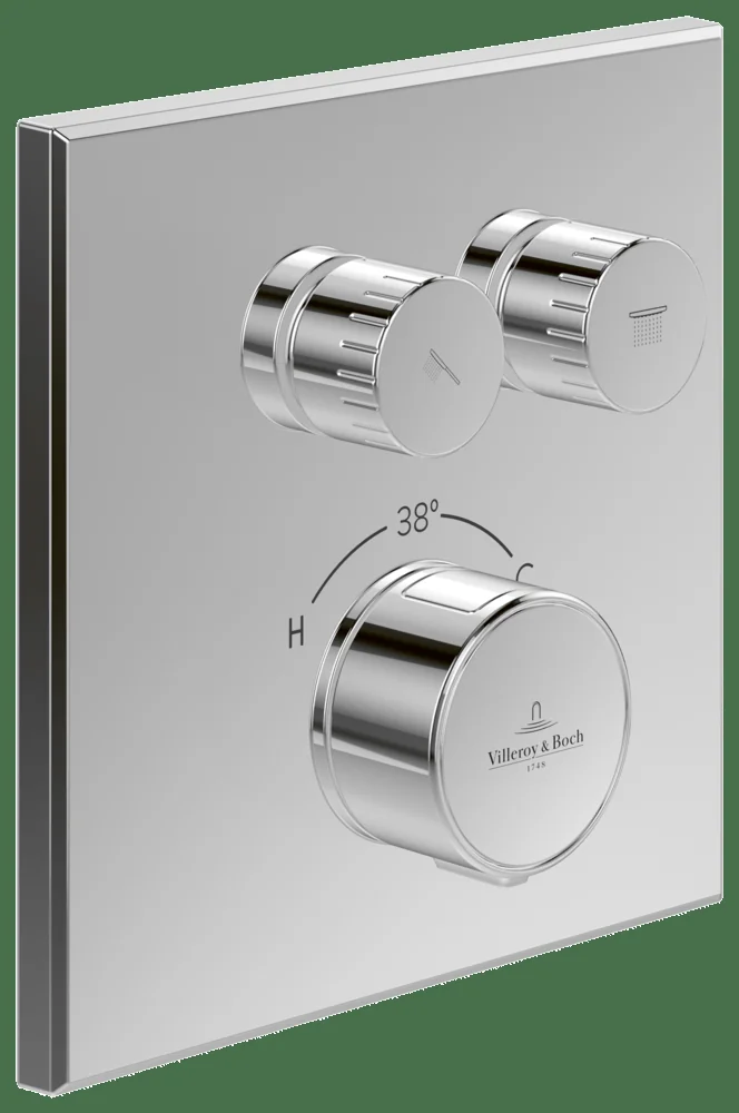 Villeroy & Boch Unterputz-Thermostat Universal Taps & Fittings, eckig, Chrom, 157x66x157 mm, Zweiwege-Mengenregulierung
