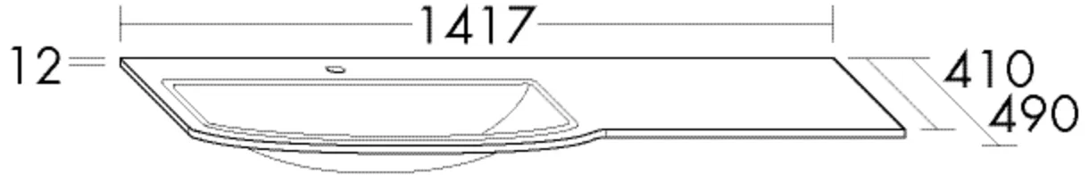 burgbad Waschbecken „Sys30“ 1457 × 530 × 196 mm, Hahnlochposition links und rechts