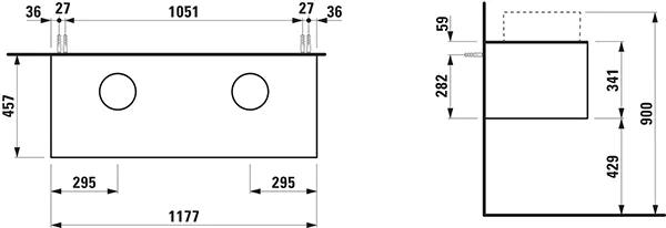 Laufen Waschtischunterbau SONAR 457x1177x341 links+rechts, 1 Schublade P/P gold Laufen Waschtischunterbau SONAR 457x1177x341 links+rechts, 1 Schublade P/P gold