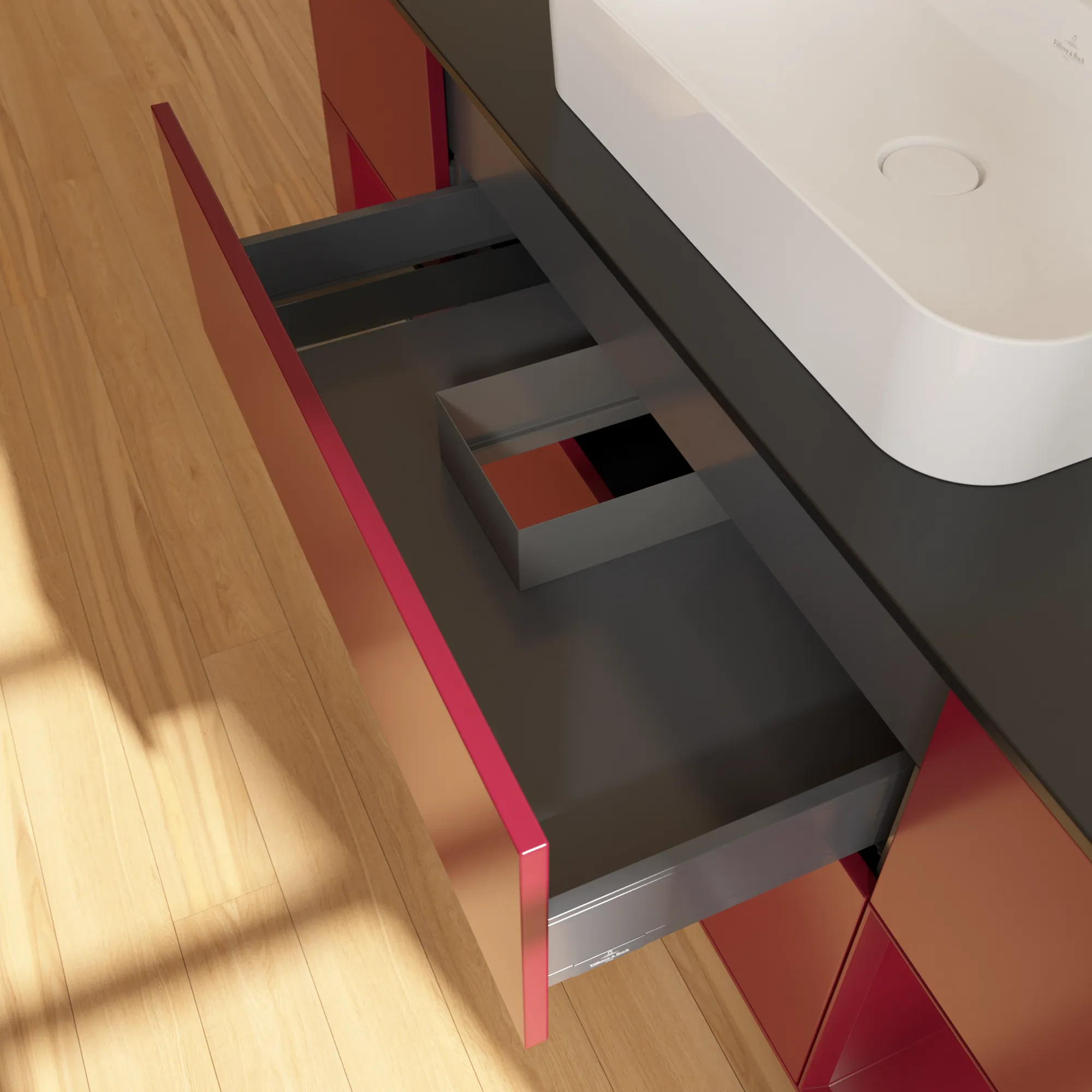 Villeroy & Boch Waschtischunterschrank „Finion“ für Schrankwaschtisch 1600 × 603 × 501 mm Peony Matt Lacquer, für Becken mittig Villeroy & Boch Waschtischunterschrank „Finion“ für Schrankwaschtisch 1600 × 603 × 501 mm Peony Matt Lacquer, für Becken mittig