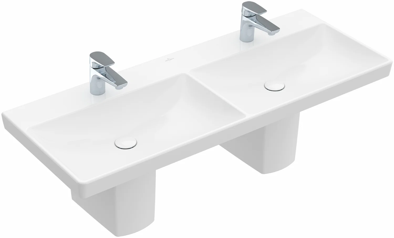 Villeroy & Boch Schrank-Doppelwaschtisch Avento, 1200x470x160 mm, weiß Alpin, glänzend, mit Überlauf, für zwei 3-Loch-Armaturen
