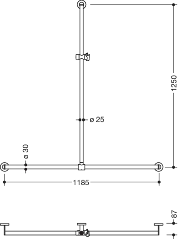 HEWI Haltegriff pulverbeschichtet „System 900“ in Weiß tiefmatt / Chrom HEWI Haltegriff pulverbeschichtet „System 900“ in Weiß tiefmatt / Chrom
