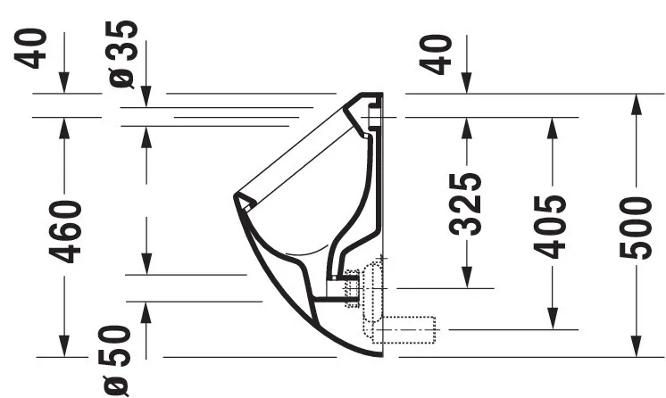 Urinal Fizz, Zulauf von hinten absaugend, ohne Deckel, ohne Fliege, weiß