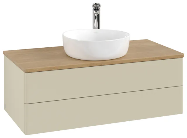 Villeroy & Boch Waschtischunterschrank „Antao“ 1000 × 360 × 500 mm Silk Grey Matt Lacquer, für Becken mittig, mit Beleuchtung