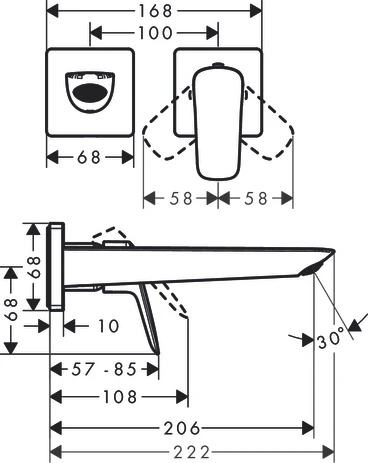 2-Loch Waschtischarmatur Unterputz Fine Logis F-Set chrom