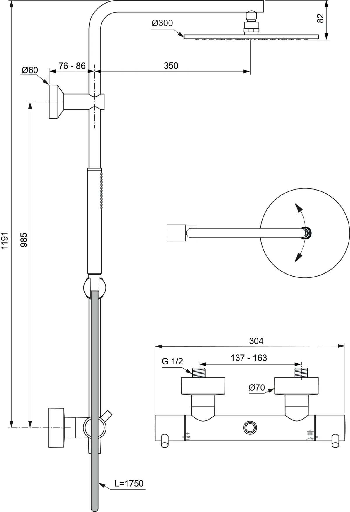 Ideal Standard Duschsystem „Ceratherm T125“ Ideal Standard Duschsystem „Ceratherm T125“