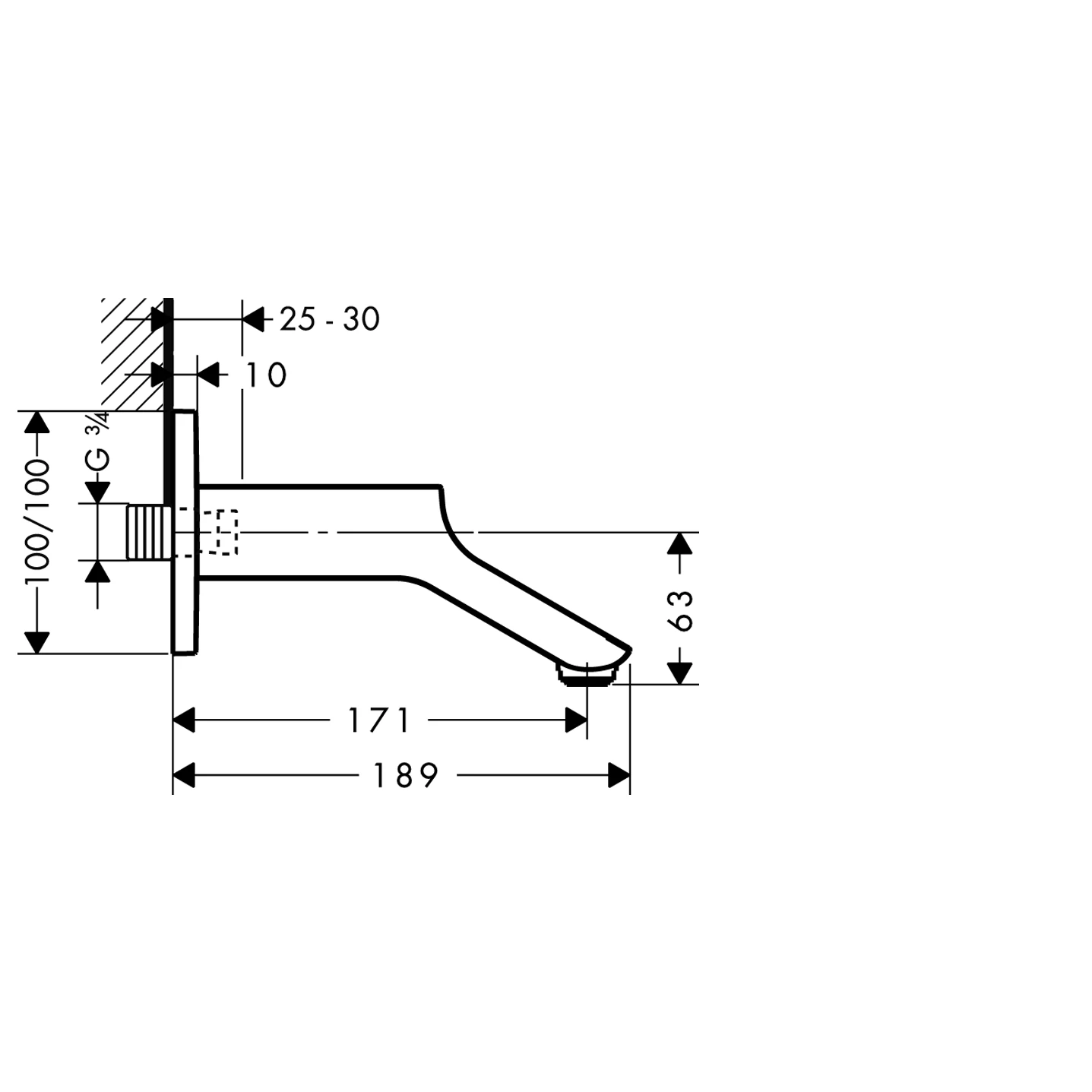 Wanneneinlauf Axor Urquiola DN20 180mm chrom Wanneneinlauf Axor Urquiola DN20 180mm chrom