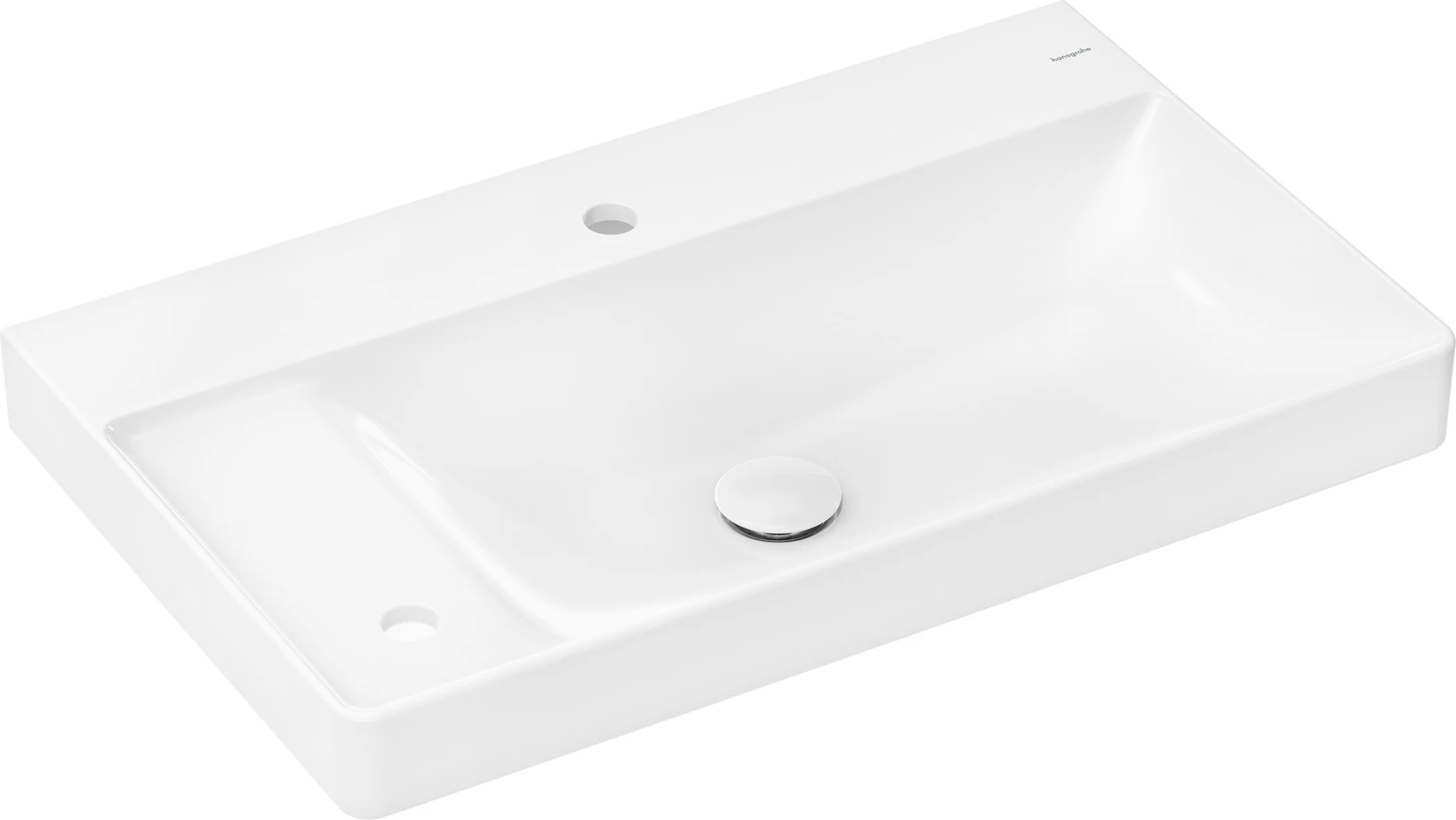 Hansgrohe Xelu Q Aufsatzwaschtisch geschliffen, weiß, 800x480 mm, mit Ablage links und 2 Hahnlöchern, SmartClean, glänzend Hansgrohe Xelu Q Aufsatzwaschtisch geschliffen, weiß, 800x480 mm, mit Ablage links und 2 Hahnlöchern, SmartClean, glänzend