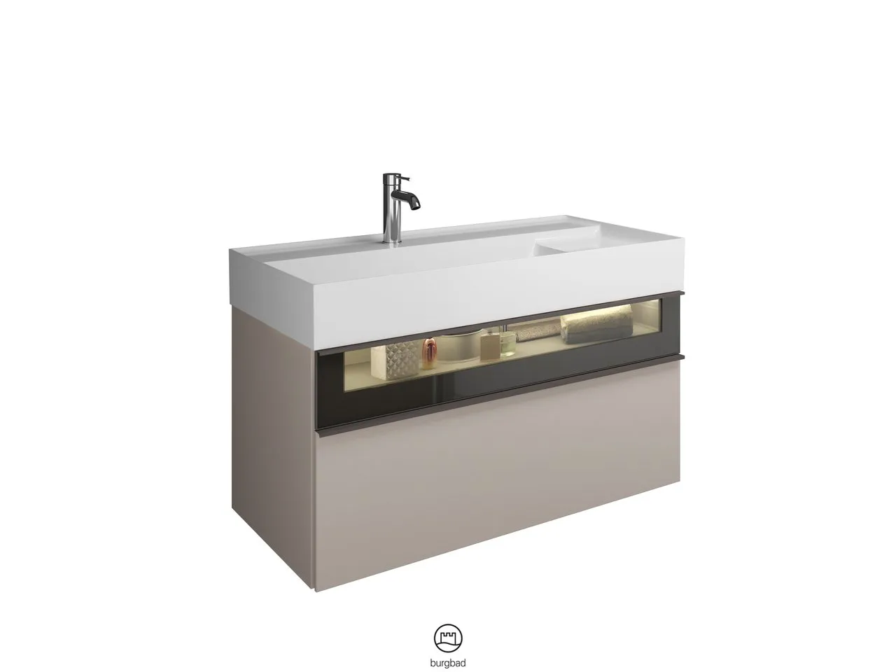 burgbad Yumo Mi-Waschtisch inkl. WTU SFMX102, Mineralguss, 470x1015x610mm, PG1 burgbad Yumo Mi-Waschtisch inkl. WTU SFMX102, Mineralguss, 470x1015x610mm, PG1
