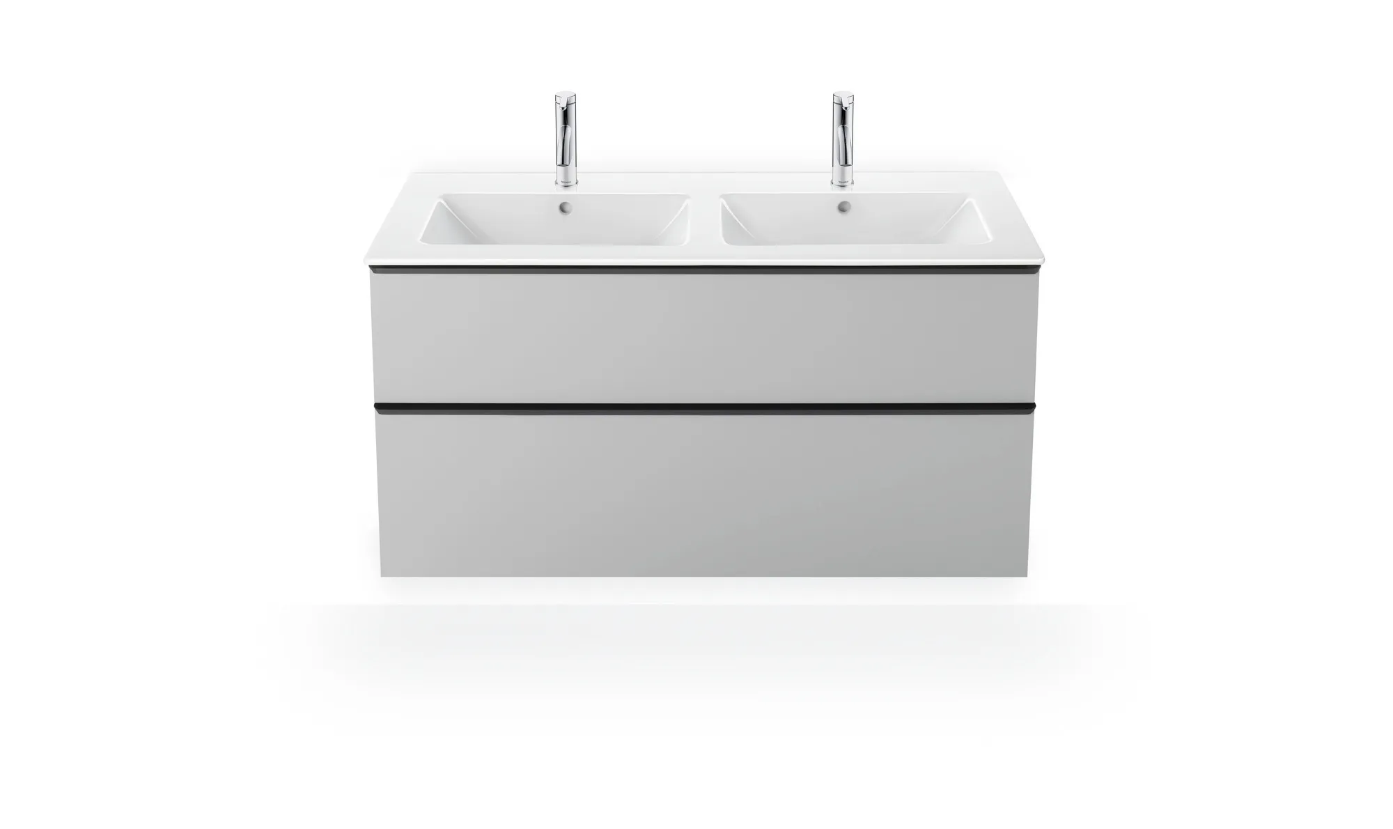 Doppel-Wandwaschtisch „ME by Starck“, mit Überlauf in Weiß Hochglanz Doppel-Wandwaschtisch „ME by Starck“, mit Überlauf in Weiß Hochglanz