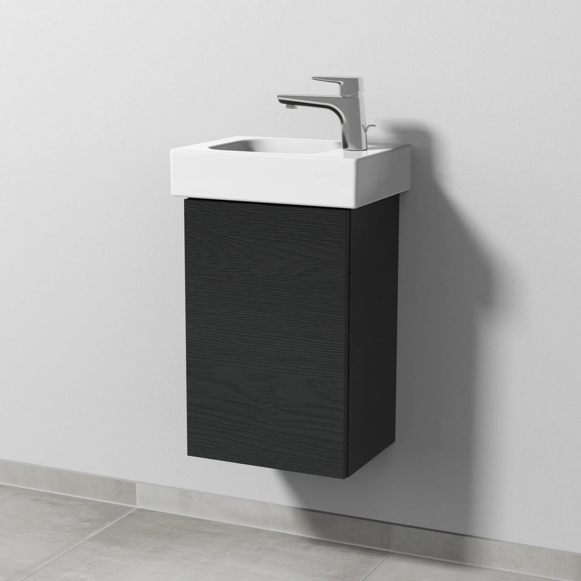 Sanipa Waschtischunterschrank „3way“ 335 × 523 × 267 mm in Black Oak, Anschlag links Sanipa Waschtischunterschrank „3way“ 335 × 523 × 267 mm in Black Oak, Anschlag links