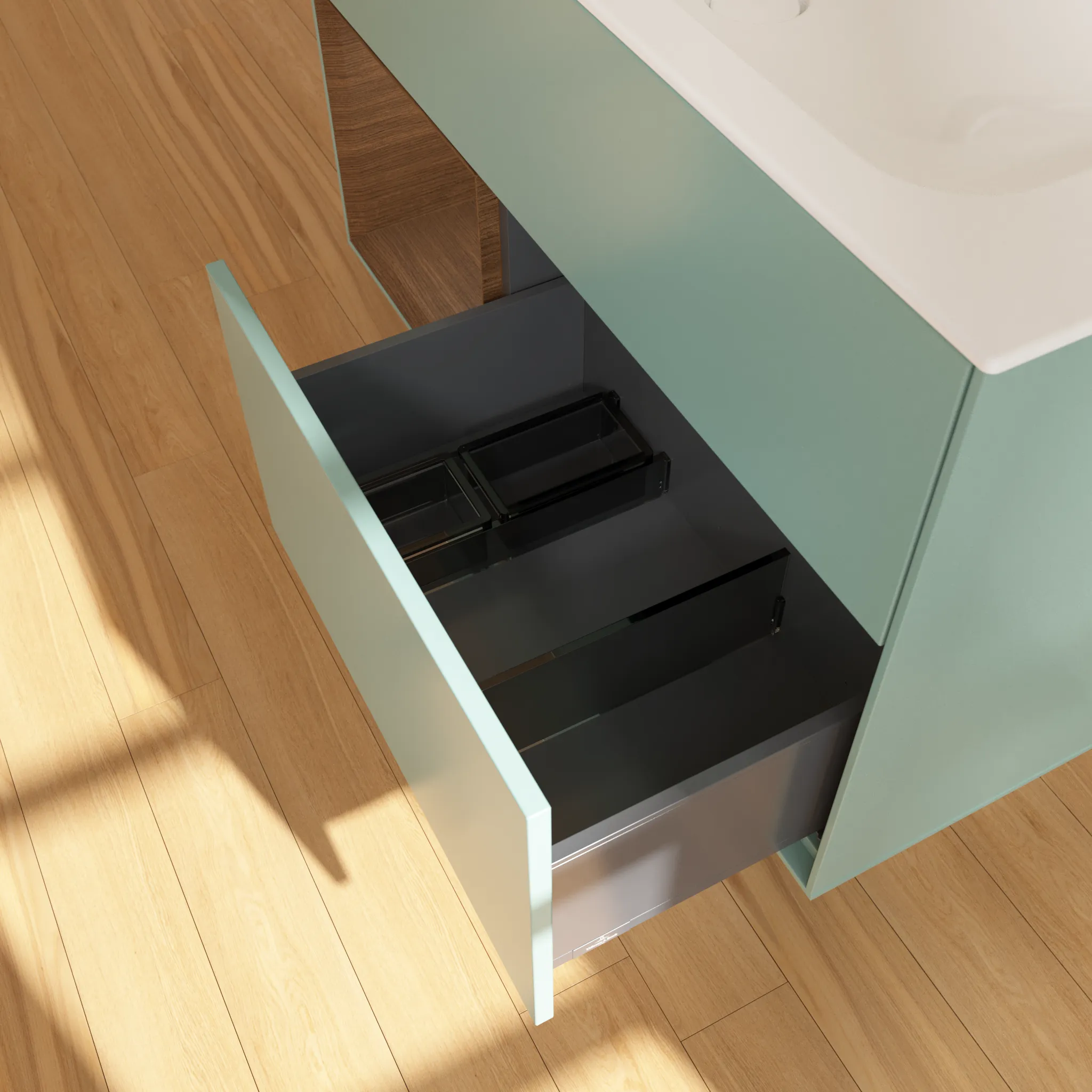 Villeroy & Boch Finion Waschbeckenunterschrank F03 996x591x498mm Olive Matt Lacquer/Walnut Veneer Villeroy & Boch Finion Waschbeckenunterschrank F03 996x591x498mm Olive Matt Lacquer/Walnut Veneer