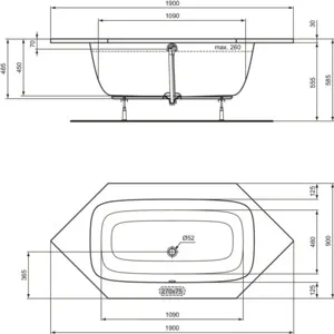 Ideal Standard Badewanne „i.life“ 90 × 190 cm