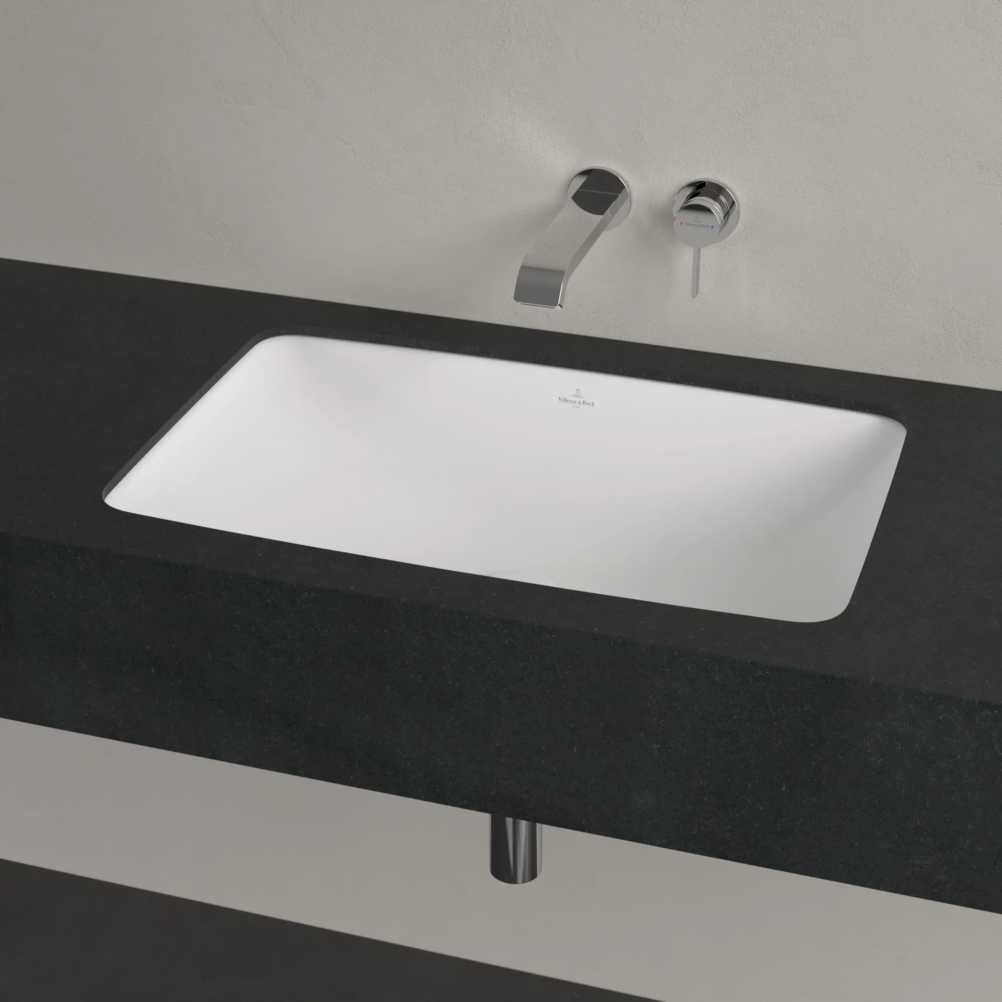 Villeroy & Boch Unterbauwaschtisch aus TitanCeram „Loop & Friends“ 675 × 450 × 185 mm, ohne Hahnlochbohrung in Stone White