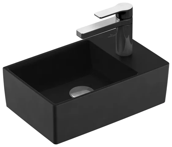 Handwaschbecken geschliffen „Memento 2.0“, ohne Überlauf, mit Hahnlochbohrung 26 × 40 cm in Ebony