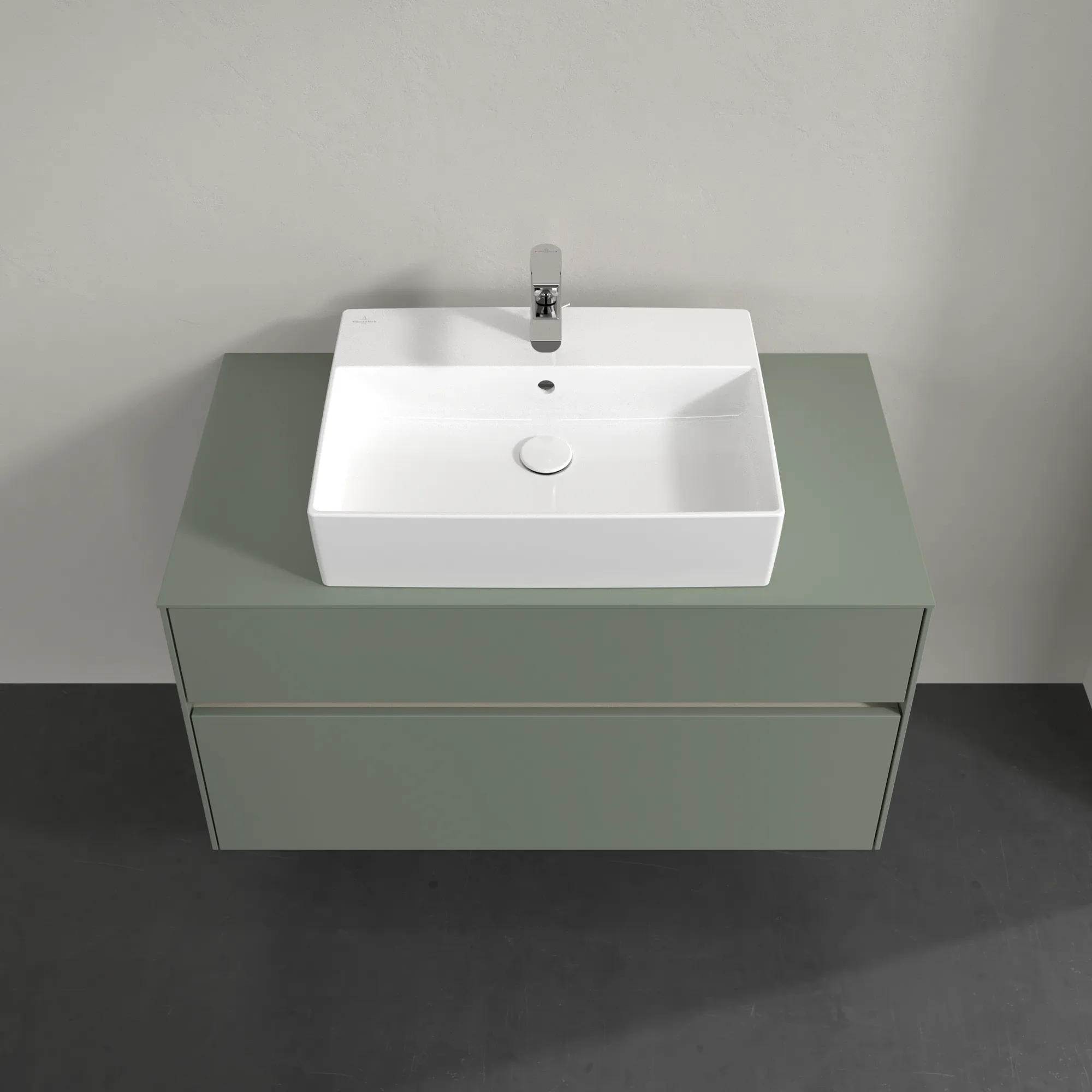 Villeroy & Boch Waschtischunterschrank „Collaro“ 1000 × 548 × 500 mm Soft Green, mit Beleuchtung, für Becken mittig
