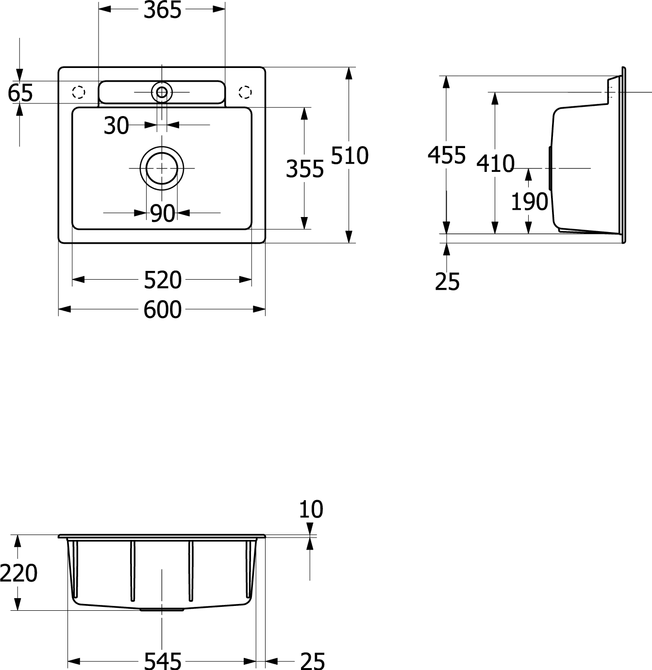 Villeroy & Boch Siluet 60 S Einbauspüle 600x510mm TitanCeram