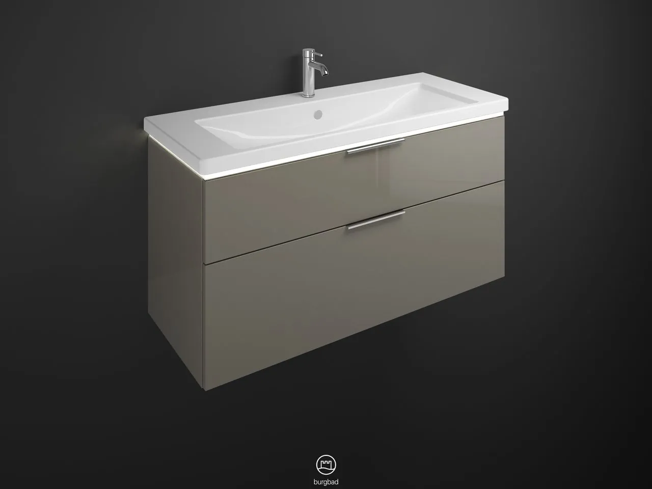 burgbad Badmöbelset Keramik-Waschtisch inkl. Waschtischunterschrank „Eqio“ 123 × 66,5 × 49 cm Griff, Schwarz Matt (230 mm), in Eiche Dekor Urban burgbad Badmöbelset Keramik-Waschtisch inkl. Waschtischunterschrank „Eqio“ 123 × 66,5 × 49 cm Griff, Schwarz Matt (230 mm), in Eiche Dekor Urban