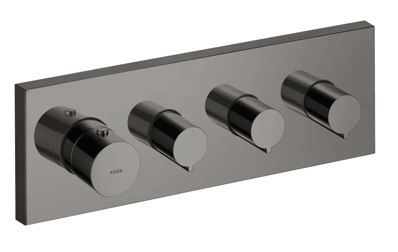 Hansgrohe AXOR ShowerSolutions Thermostatmodul 360/120 Unterputz eckig, Polished Black Chrome, 3 Verbraucher, max. Durchfluss 59 l/min bei 3 bar