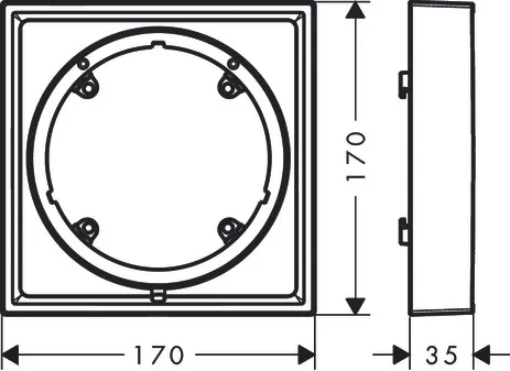 AXOR ShowerSelect ID Verlängerungsrosette eckig 22 mm, Chrom