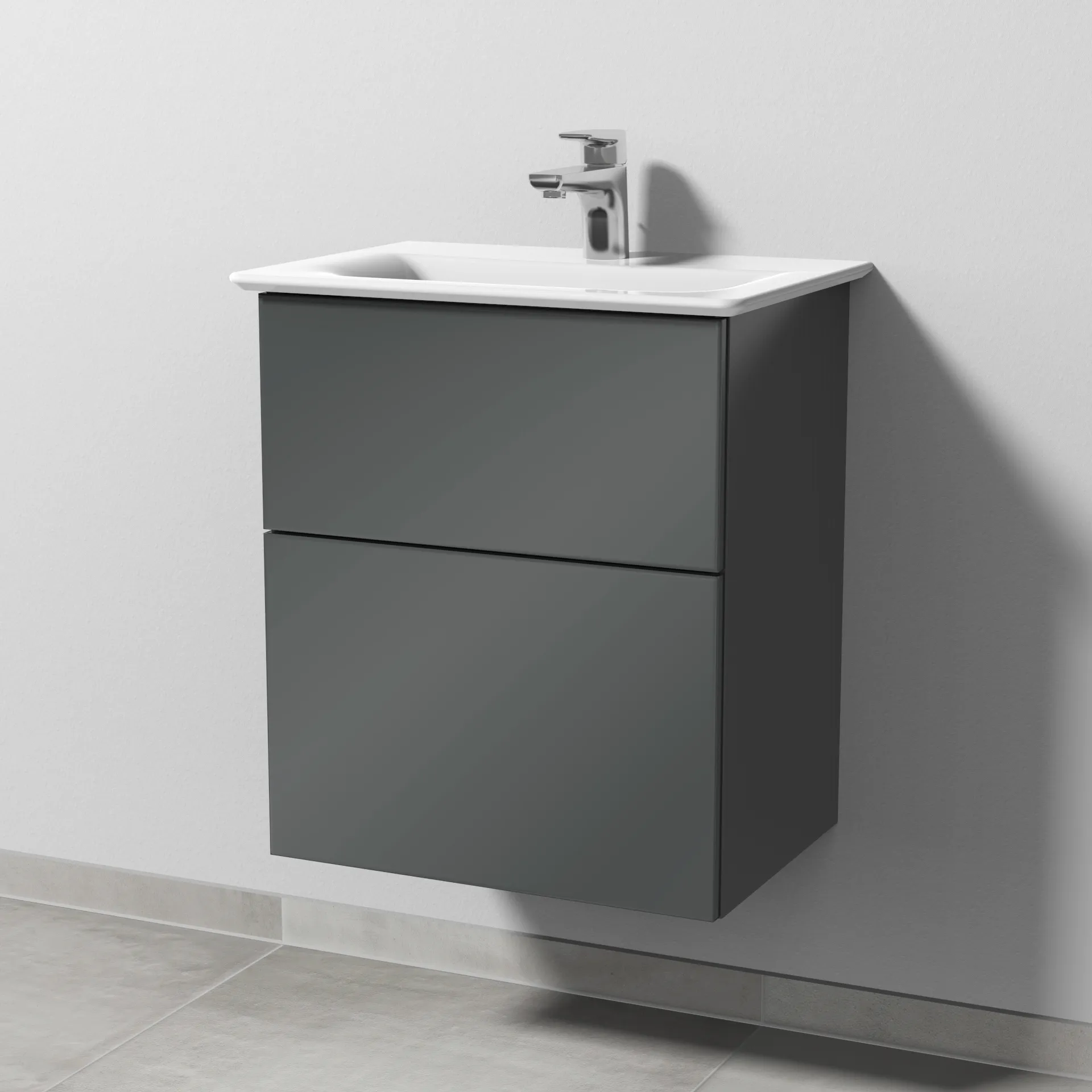 Sanipa Waschtischunterschrank „3way“ passend zu Keramik-Waschtische Connect Air von Ideal Standard 490 × 585 × 357 mm in Anthrazit (glanz)