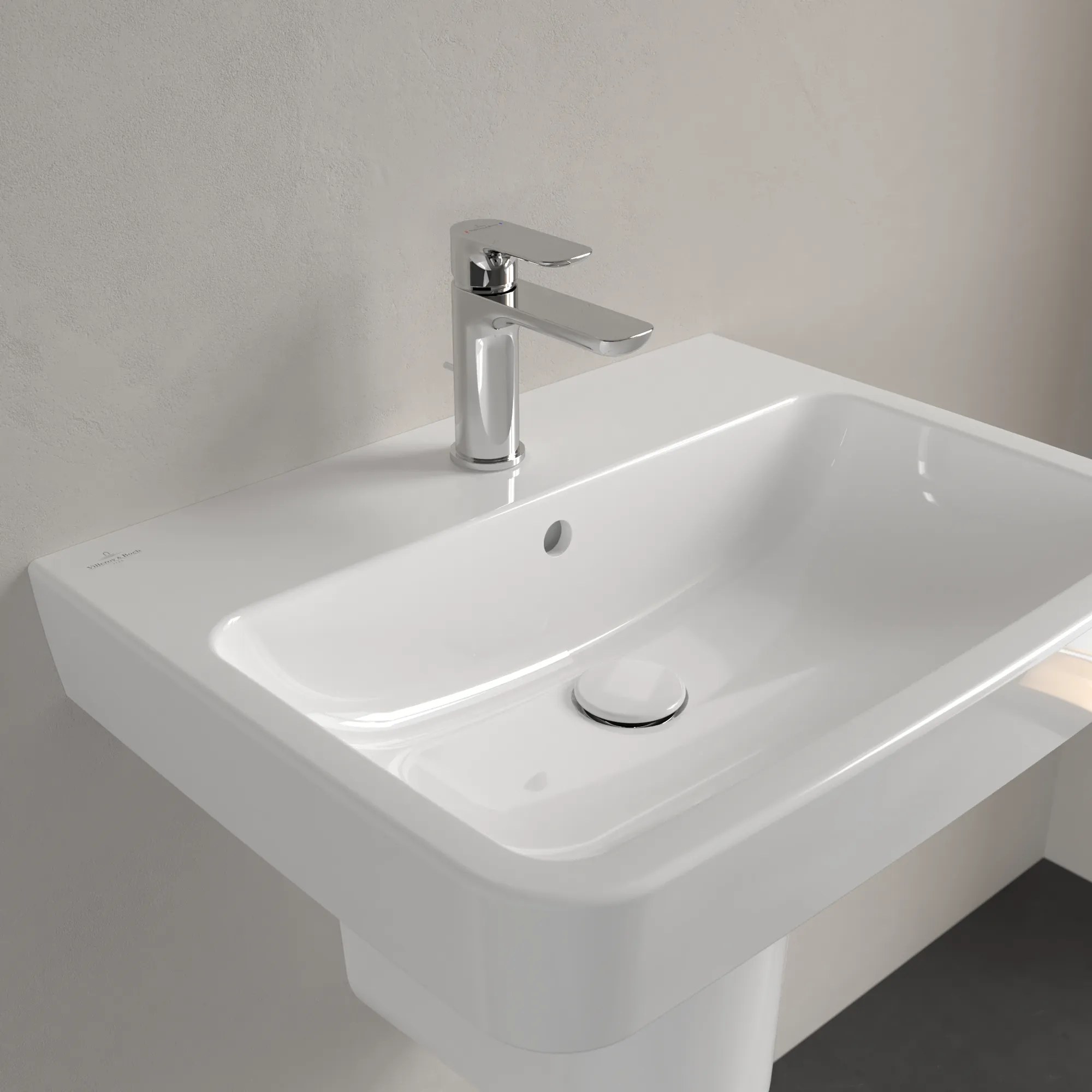 Villeroy & Boch Wandwaschtisch „O.novo“ 600 × 460 × 175 mm, für Becken mittig, mit Hahnlochbohrung, Hahnlochposition mittig in Weiß Alpin Villeroy & Boch Wandwaschtisch „O.novo“ 600 × 460 × 175 mm, für Becken mittig, mit Hahnlochbohrung, Hahnlochposition mittig in Weiß Alpin