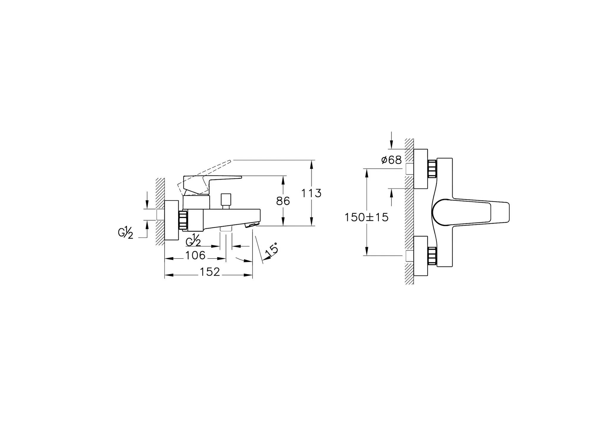VitrA Flow Square Einhebel-Wannenfüll- und Brausearmatur Aufputzmontage Schwarz Matt VitrA Flow Square Einhebel-Wannenfüll- und Brausearmatur Aufputzmontage Schwarz Matt