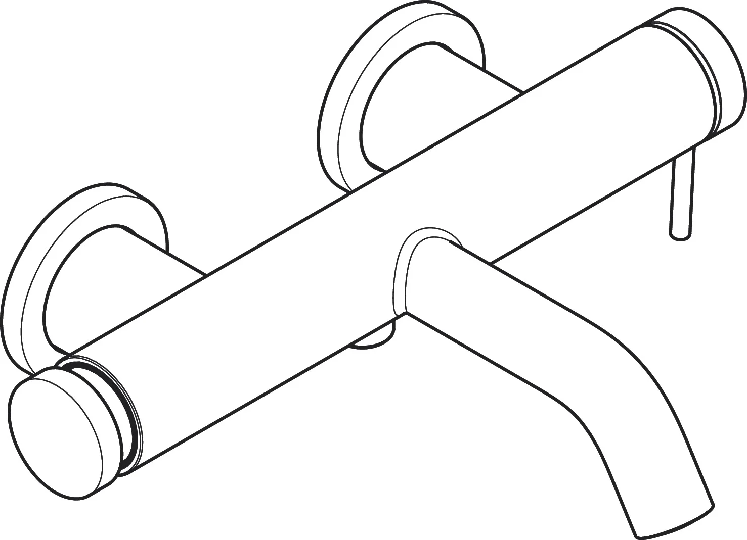 Hansgrohe Tecturis S Einhebel-Wannenmischer Aufputz, Chrom, Ausladung 209 mm, DN15, 2 Verbraucher