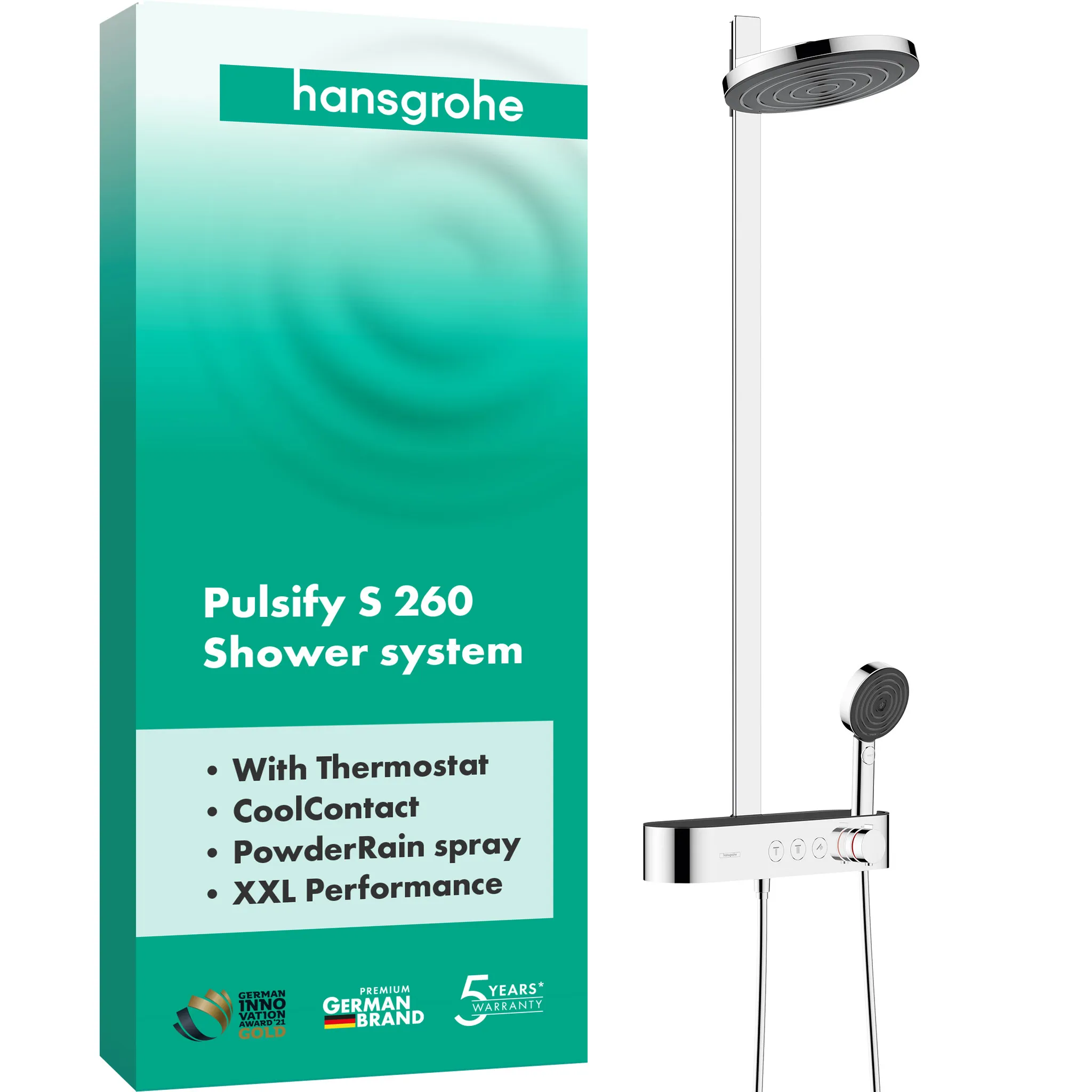 Showerpipe Pulsify 260 2jet mit Brausethermostat Aufputz chrom