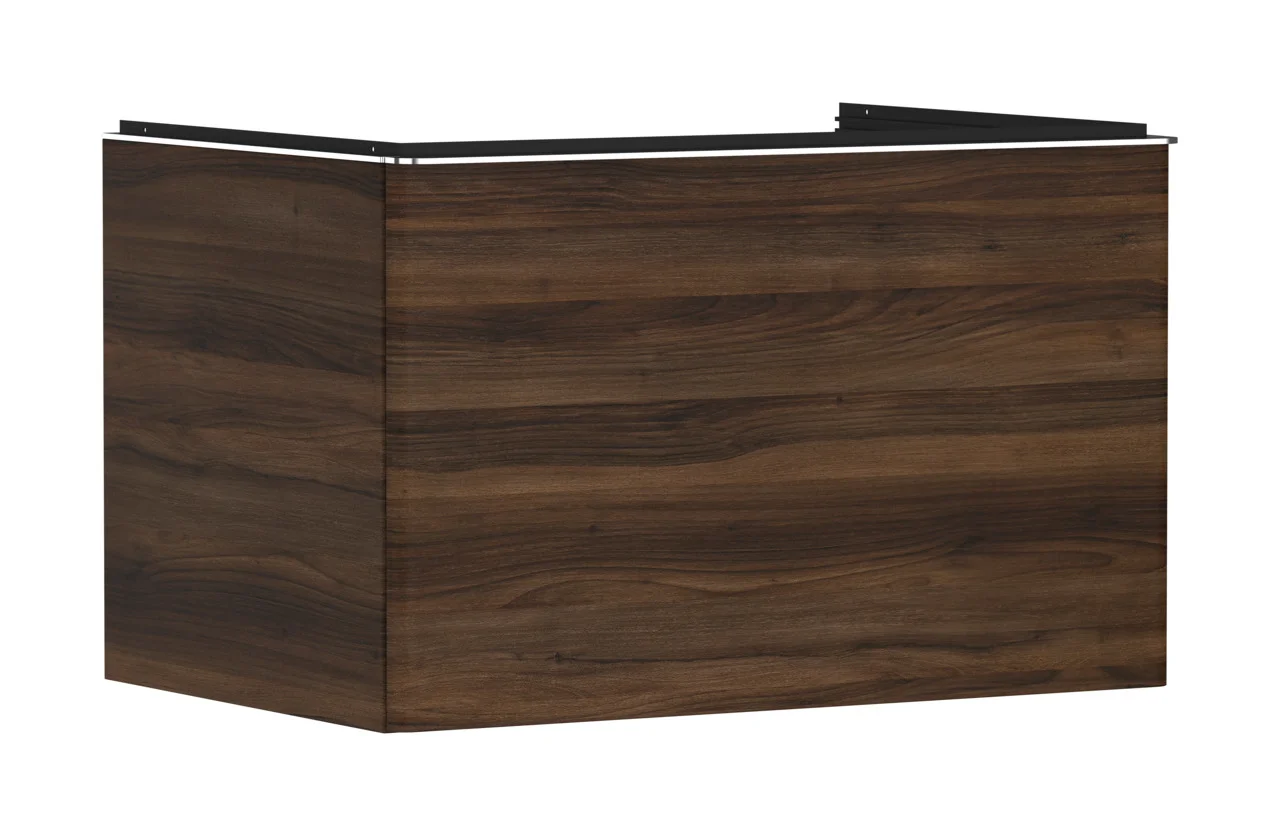 Hansgrohe Xelu Q Waschtischunterschrank Nussbaum Dunkel, 780x540 mm, 1 Schubkasten, verchromte Griffe, SoftClose, Wandmontage