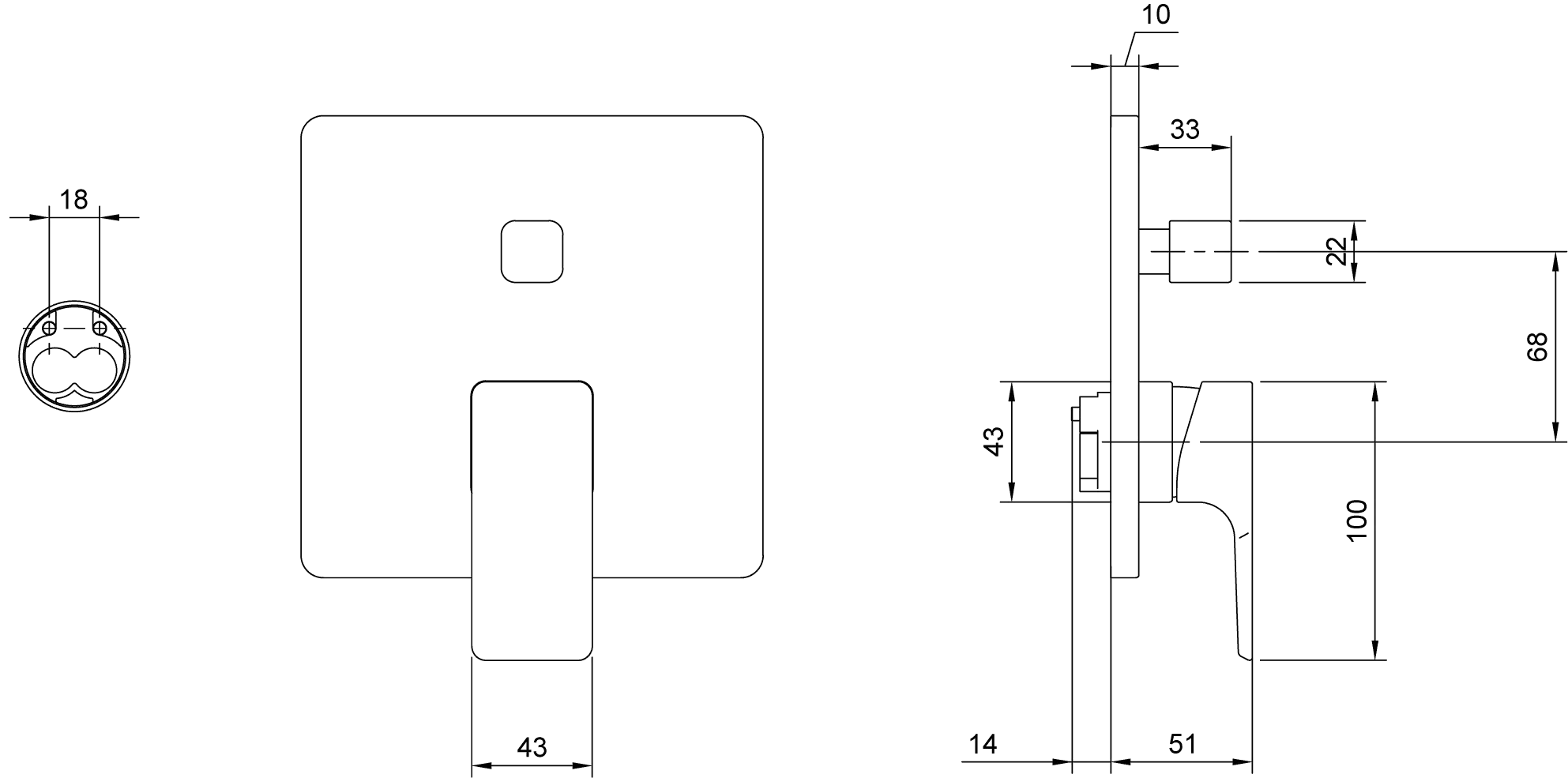 Einhand-Unterputz-Armatur „Subway 3.0“ 5,1 cm