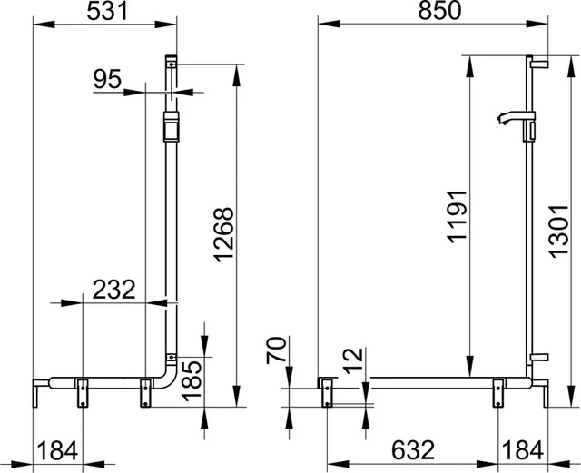 KEUCO AXESS Duschhandlauf mit Brausestange links 800⁄600⁄1300 mm silber-eloxiert KEUCO AXESS Duschhandlauf mit Brausestange links 800⁄600⁄1300 mm silber-eloxiert