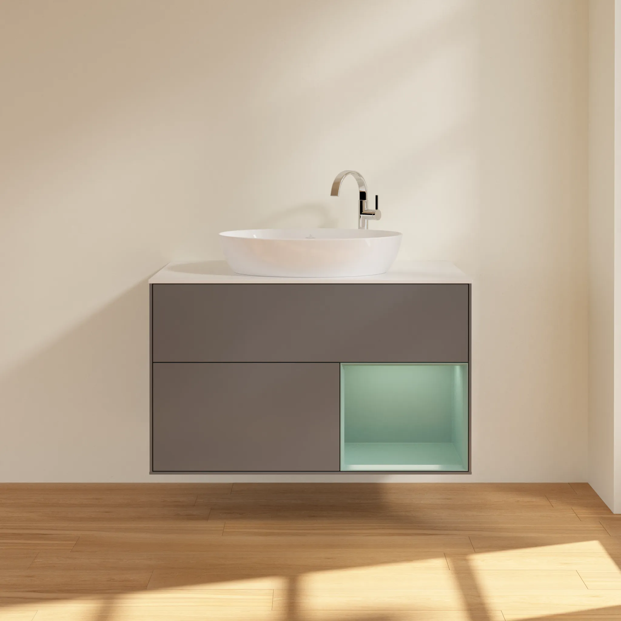Villeroy & Boch Waschtischunterschrank „Finion“ für Schrankwaschtisch 1000 × 603 × 501 mm Anthracite Matt Lacquer, für Becken mittig, mit Hahnlochbohrung Villeroy & Boch Waschtischunterschrank „Finion“ für Schrankwaschtisch 1000 × 603 × 501 mm Anthracite Matt Lacquer, für Becken mittig, mit Hahnlochbohrung