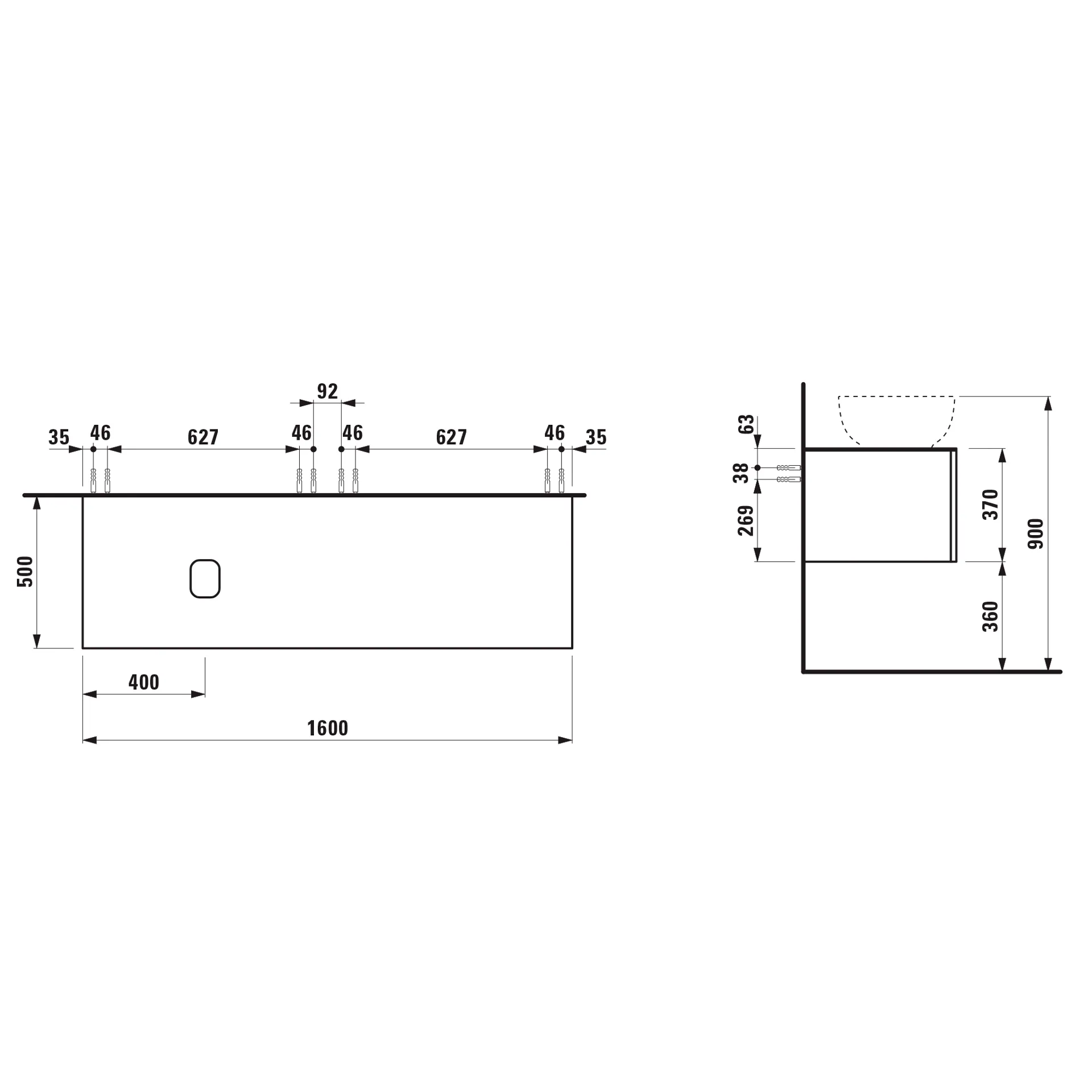 Laufen Schubladenelement (Waschtischunterbau+Waschtischplatte) ILBAGNOALESSI 500x1600x370 2 Schubladen Laufen Schubladenelement (Waschtischunterbau+Waschtischplatte) ILBAGNOALESSI 500x1600x370 2 Schubladen