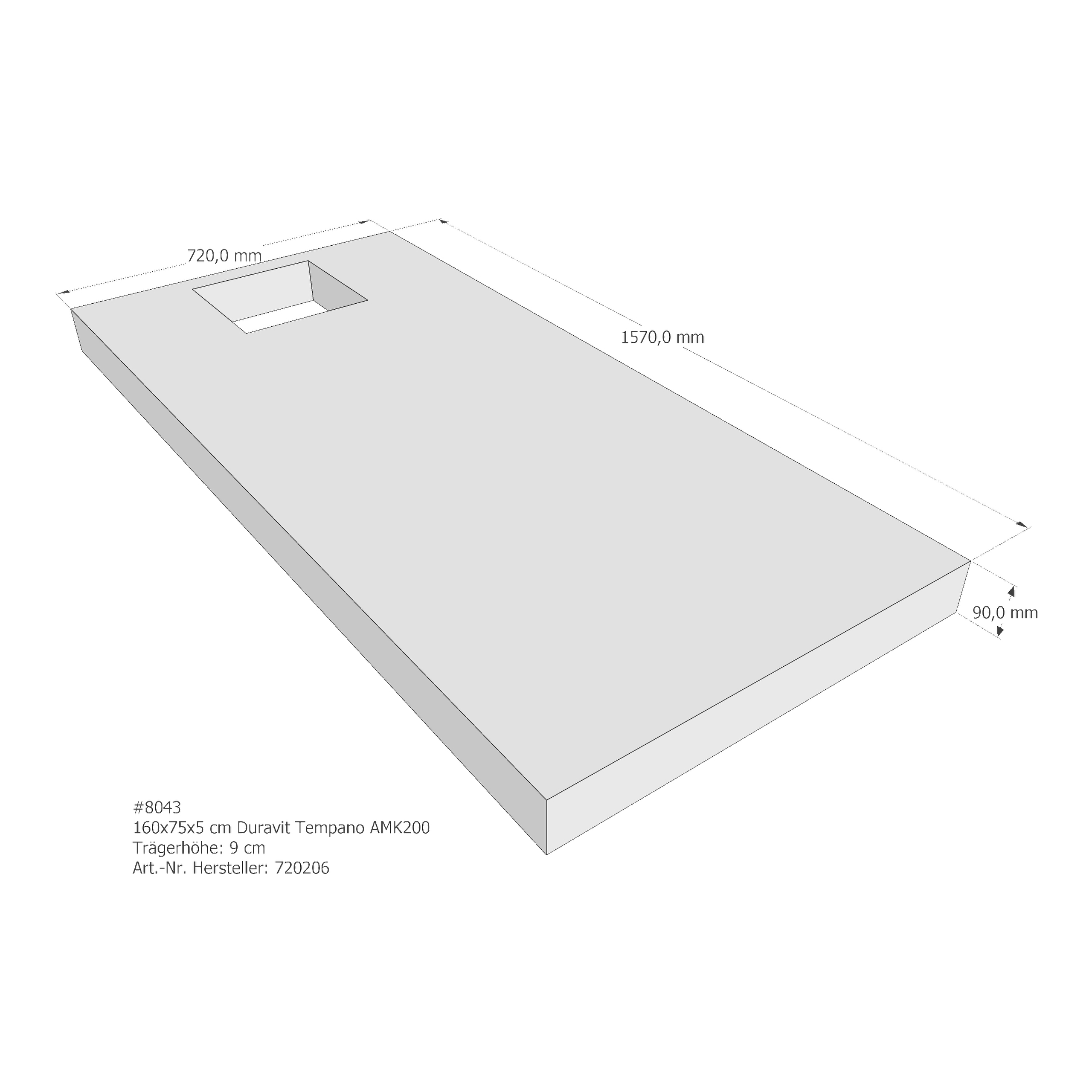 Duschwannenträger für Duravit Tempano 160 × 75 × 5 cm Breite: 75 cm / Länge: 160 cm Duschwannenträger für Duravit Tempano 160 × 75 × 5 cm Breite: 75 cm / Länge: 160 cm