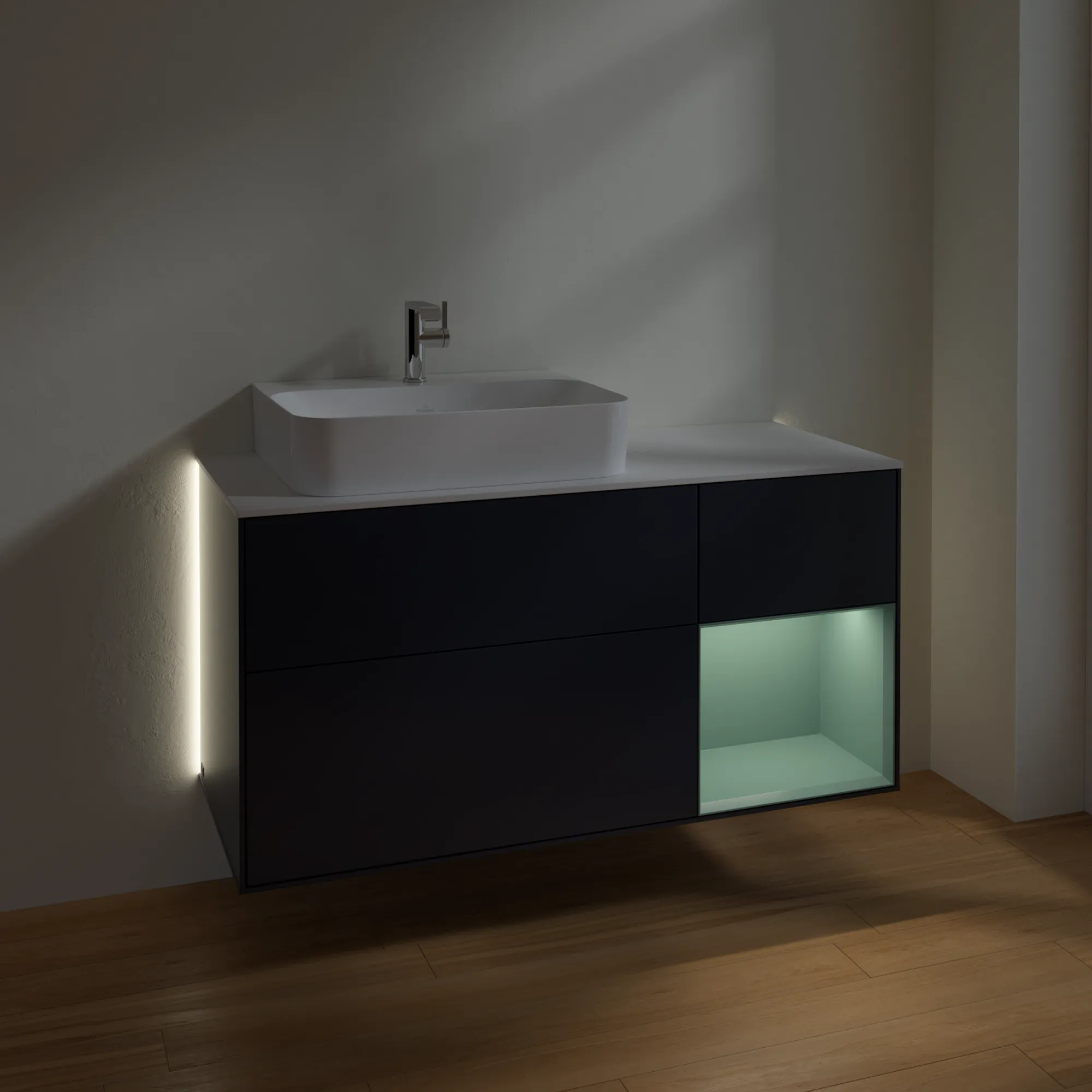 Villeroy & Boch Waschtischunterschrank „Finion“ für Schrankwaschtisch 1200 × 603 × 501 mm Midnight Blue Matt Lacquer, für Becken links Villeroy & Boch Waschtischunterschrank „Finion“ für Schrankwaschtisch 1200 × 603 × 501 mm Midnight Blue Matt Lacquer, für Becken links