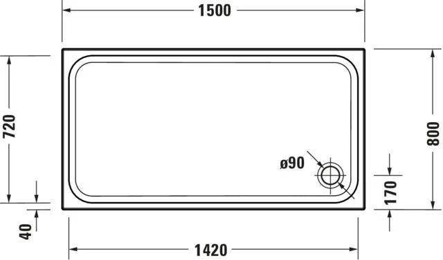 Duravit rechteck Duschwanne „D-Code“ 150 × 80 cm 