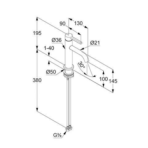 Kludi NOVA FONTE Pura Waschtisch-EHM 100 DN 15 chrom Kludi NOVA FONTE Pura Waschtisch-EHM 100 DN 15 chrom