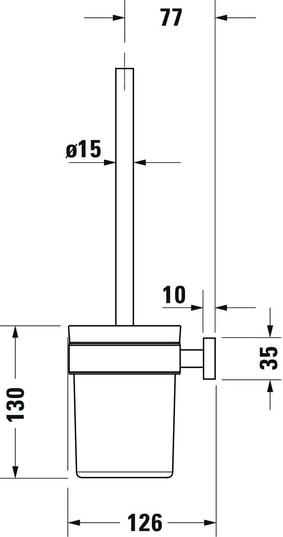 Bürstengarnitur Karree für Wandmontage, Glas matt, chrom