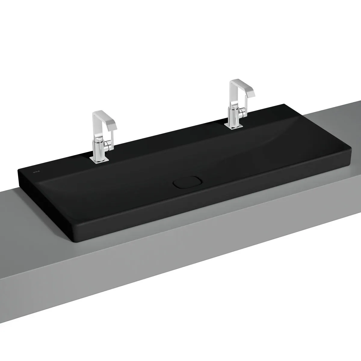 VitrA New Metropole Doppelaufsatzwaschtisch wandgebunden rechteckig 120 x 47 cm 1 Becken mit 2 Hahnlöchern ohne Überlaufschlitz Schwarz Matt VitrA New Metropole Doppelaufsatzwaschtisch wandgebunden rechteckig 120 x 47 cm 1 Becken mit 2 Hahnlöchern ohne Überlaufschlitz Schwarz Matt