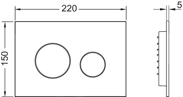 TECEloop WC-Betätigungsplatte Kunststoff für Zweimengentechnik, weiß, Tasten Chrom glänzend