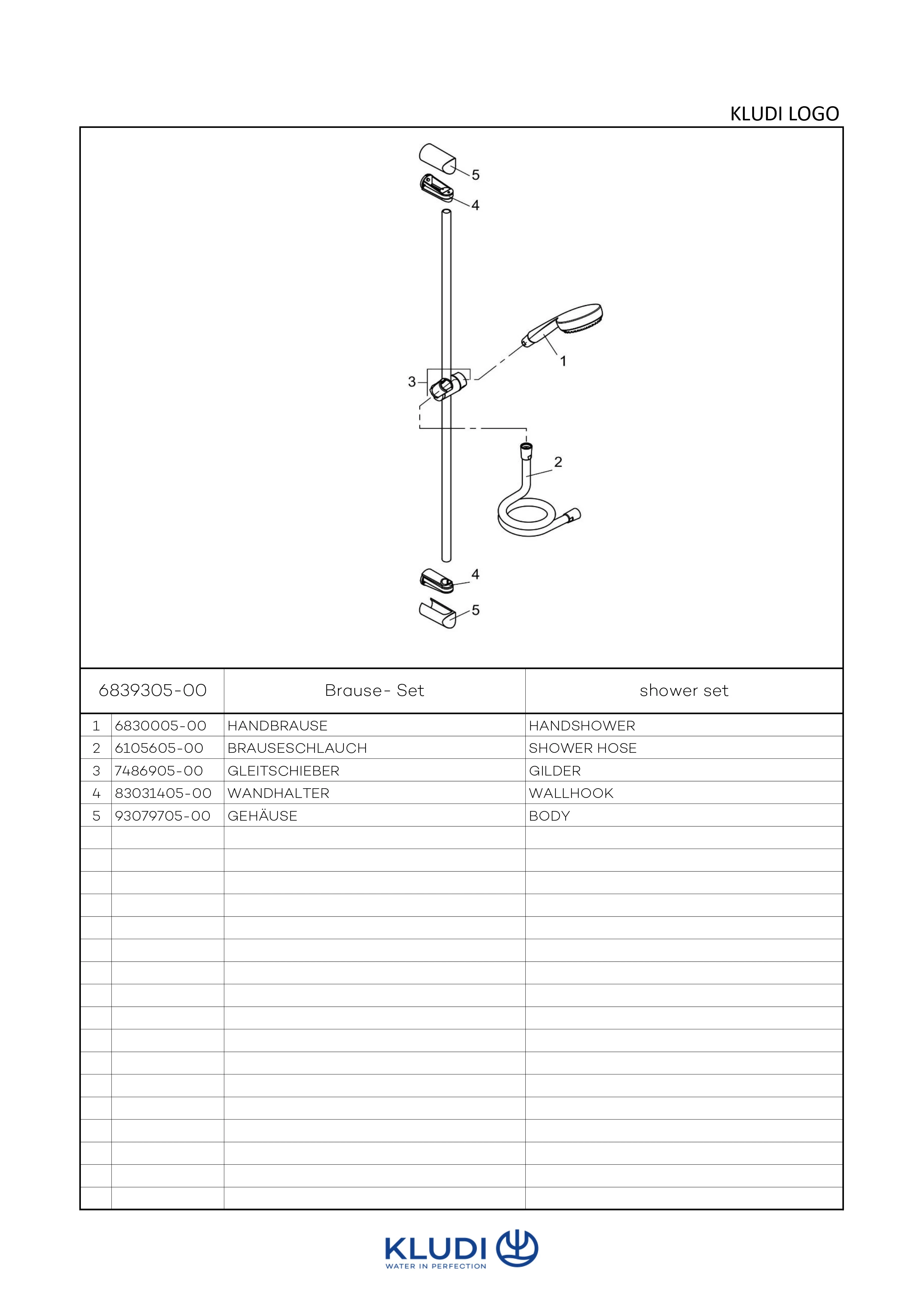 LOGO 3S Brause-Set mit Wandstange 900mm ⌀ 23mm chrom