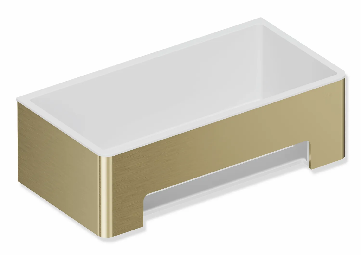 Duschkorb des Systems 900, Halter aus Edelstahl, PVD, Einsatz aus Kunststoff, weiß, B: 220 mm, H: 67 mm, T: 115 mm, in Farbe CK (messing glänzend) Duschkorb des Systems 900, Halter aus Edelstahl, PVD, Einsatz aus Kunststoff, weiß, B: 220 mm, H: 67 mm, T: 115 mm, in Farbe CK (messing glänzend)