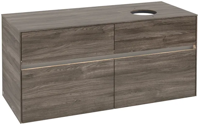 Villeroy & Boch Waschtischunterschrank „Collaro“ 1200 × 548 × 500 mm Stone Oak, für Becken rechts, mit Beleuchtung Villeroy & Boch Waschtischunterschrank „Collaro“ 1200 × 548 × 500 mm Stone Oak, für Becken rechts, mit Beleuchtung