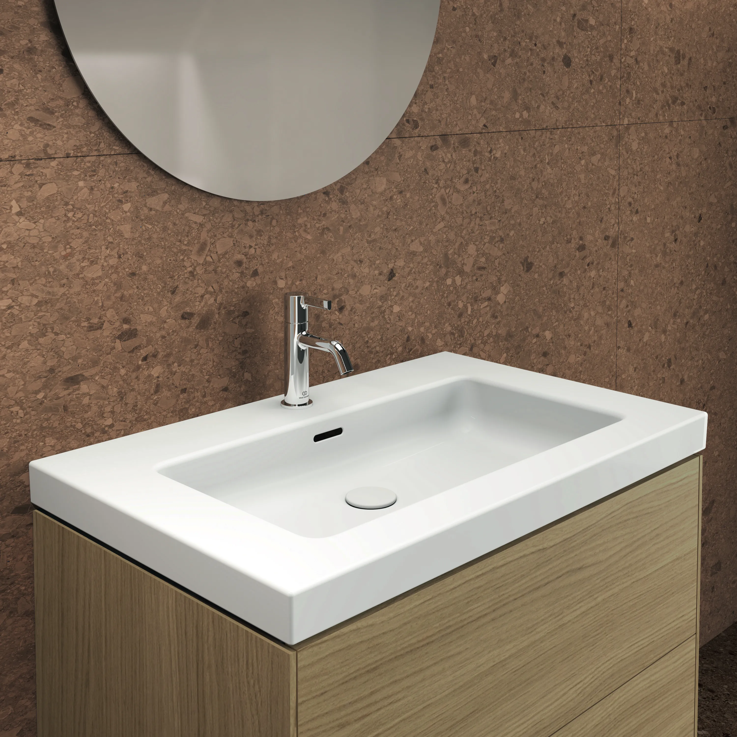 Ideal Standard Waschtischunterschrank „Conca“ 80 × 55,5 × 50,5 cm Eiche hell Furnier Ideal Standard Waschtischunterschrank „Conca“ 80 × 55,5 × 50,5 cm Eiche hell Furnier