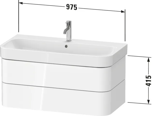 Duravit Waschtischunterschrank wandhängend „Happy D.2 Plus“ 97,5 × 41,5 × 49 cm Weiß Supermatt