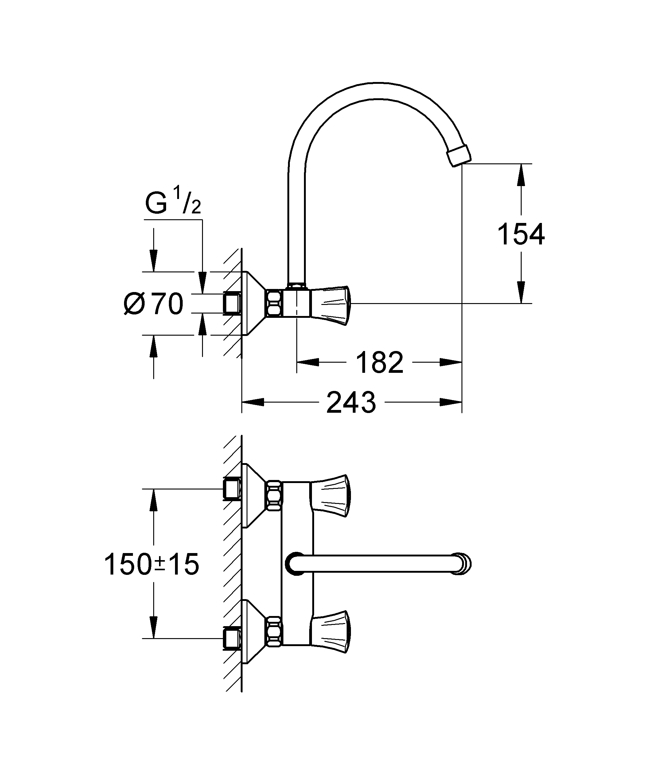 Grohe Küchenarmatur „Costa“ Ausladung 182 mm